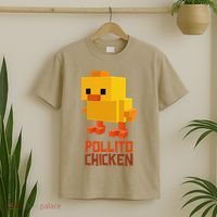 Pixel Pollito Chicken Funny Retro Video Game Style Art T-Shirt thumb 2
