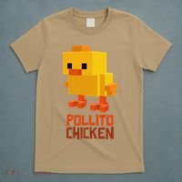 Pixel Pollito Chicken Funny Retro Video Game Style Art T-Shirt thumb 5