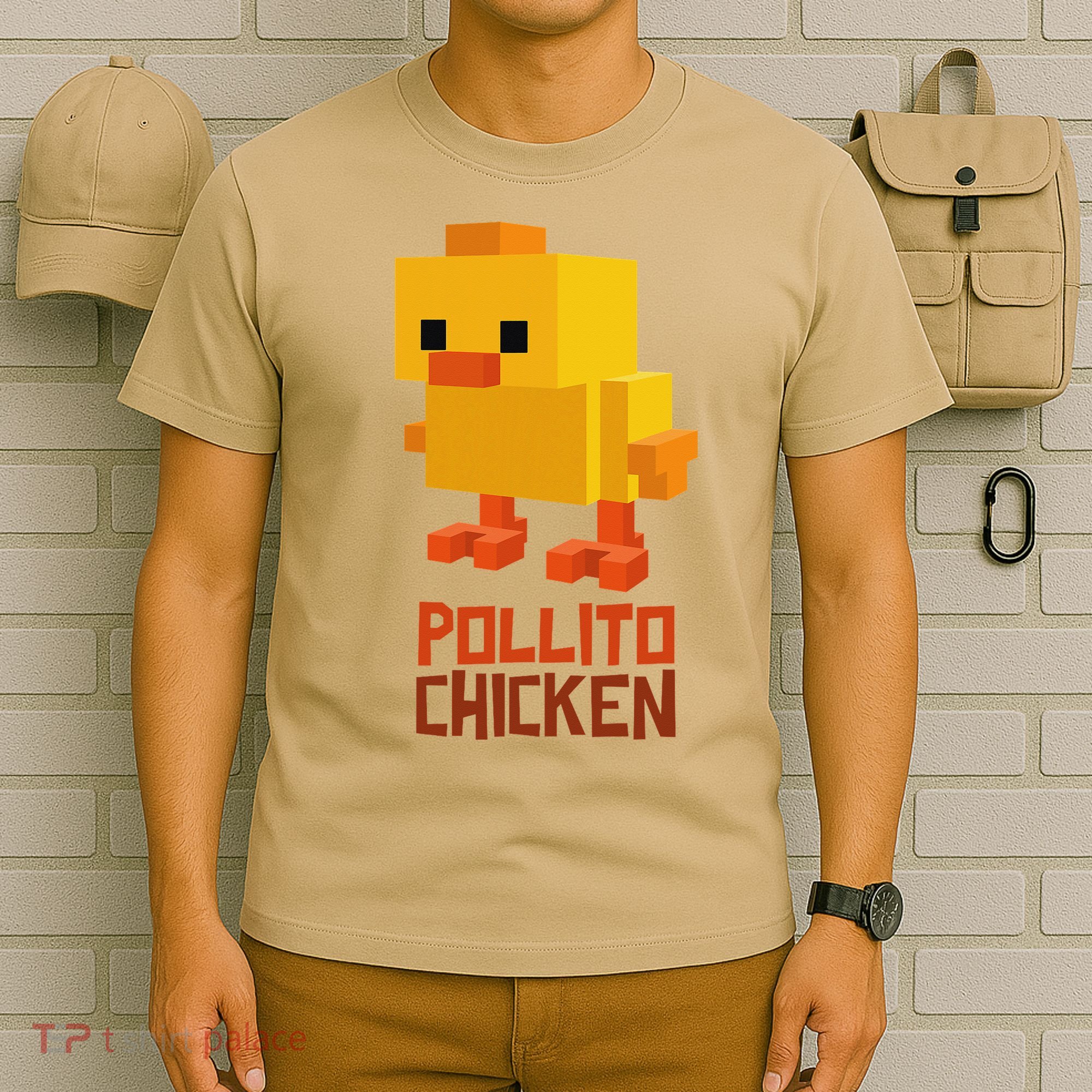 Pixel Pollito Chicken Funny Retro Video Game Style Art T-Shirt
