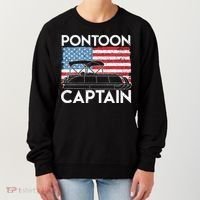 Patriotic Pontoon Captain Us American Flag Funny Boat Owner Women's Sweatshirt thumb 0