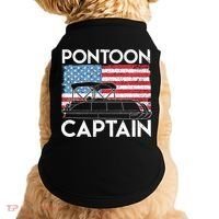 Patriotic Pontoon Captain Us American Flag Funny Boat Owner Doggie Tank thumb 0