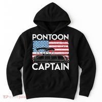 Patriotic Pontoon Captain Us American Flag Funny Boat Owner Hoodie thumb 0