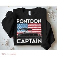 Patriotic Pontoon Captain Us American Flag Funny Boat Owner Sweatshirt thumb 2