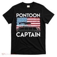 Patriotic Pontoon Captain Us American Flag Funny Boat Owner T-Shirt thumb 0