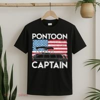 Patriotic Pontoon Captain Us American Flag Funny Boat Owner T-Shirt thumb 2