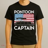Patriotic Pontoon Captain Us American Flag Funny Boat Owner T-Shirt thumb 3