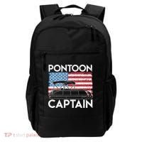 Patriotic Pontoon Captain Us American Flag Funny Boat Owner Backpack thumb 0