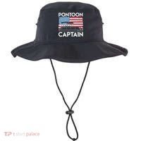 Patriotic Pontoon Captain Us American Flag Funny Boat Owner Bucket Hat thumb 0