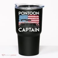 Patriotic Pontoon Captain Us American Flag Funny Boat Owner Tumbler thumb 0