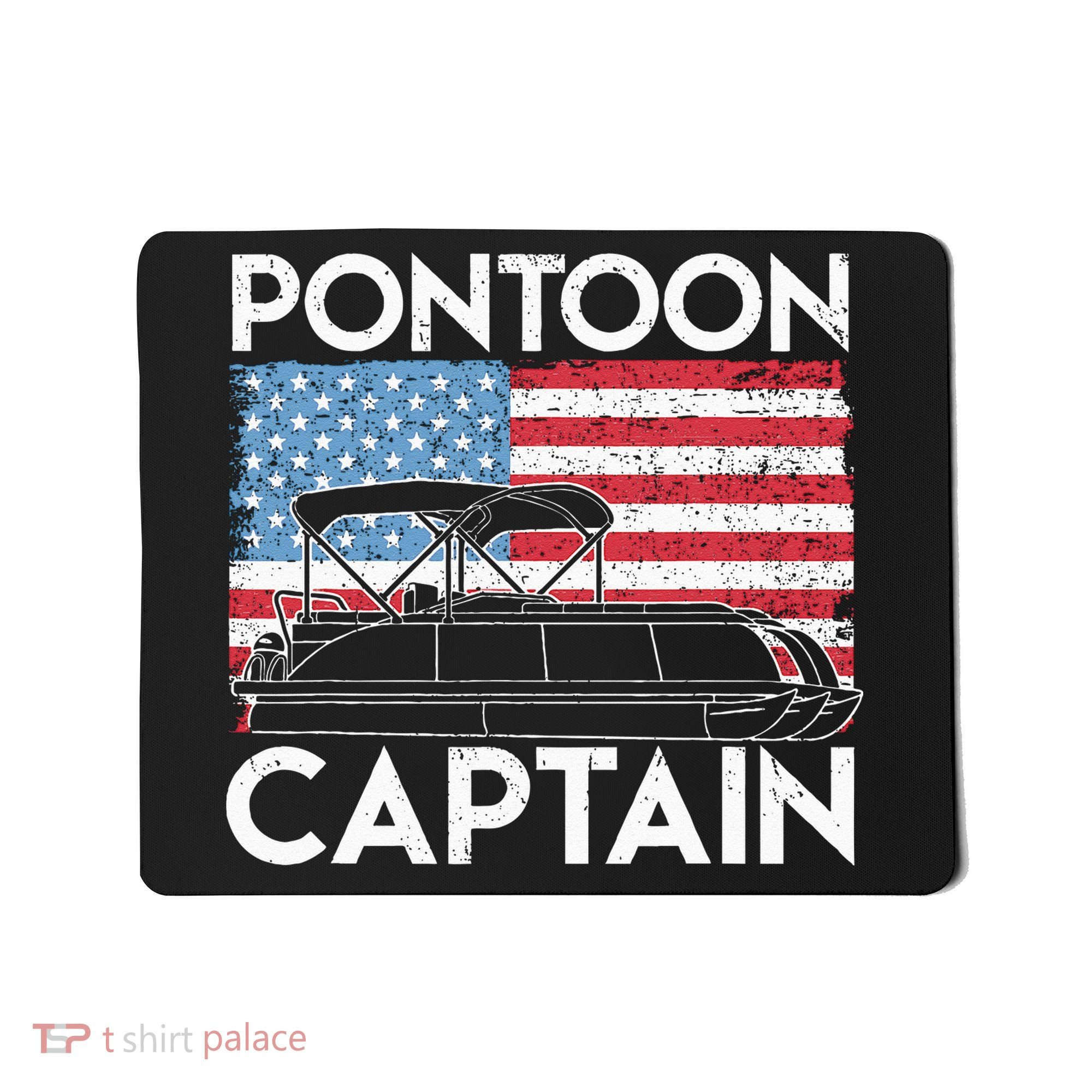 Patriotic Pontoon Captain Us American Flag Funny Boat Owner Mousepad