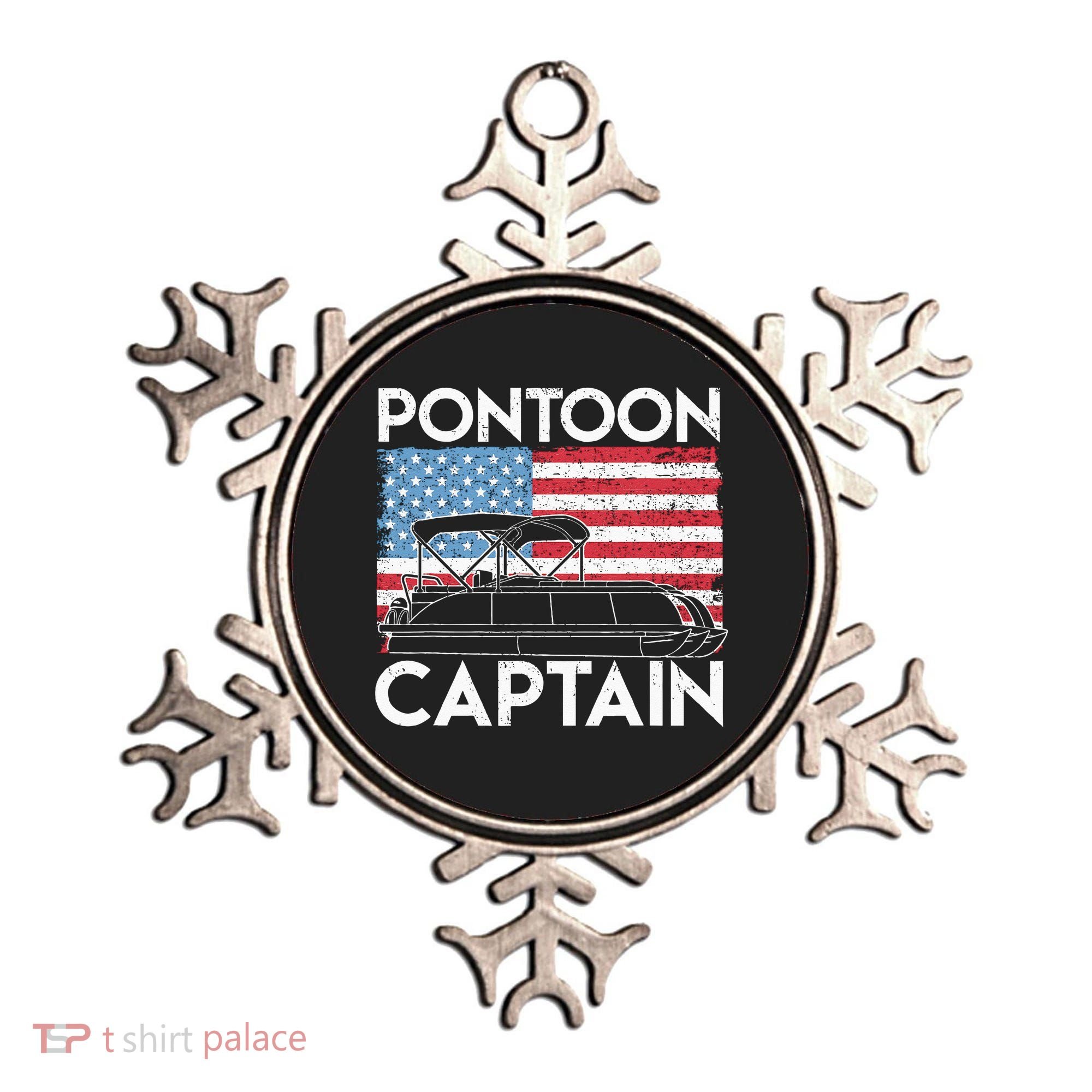 Patriotic Pontoon Captain Us American Flag Funny Boat Owner Ornament