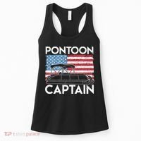Patriotic Pontoon Captain Us American Flag Funny Boat Owner Women's Tank Top thumb 0