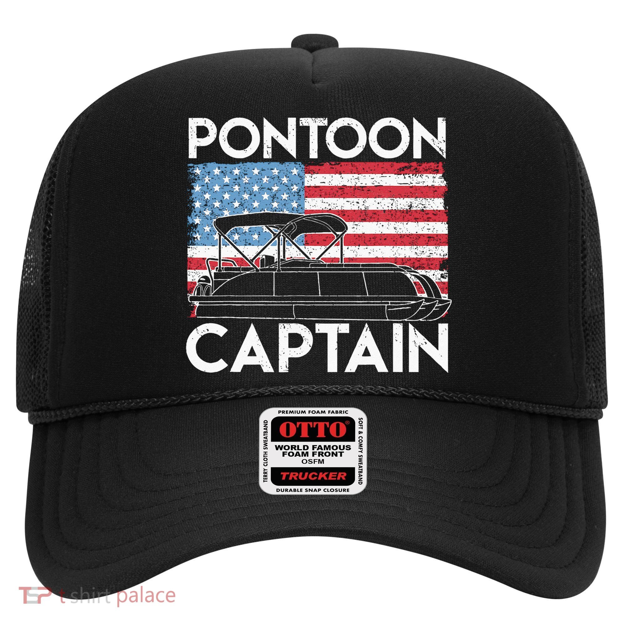 Patriotic Pontoon Captain Us American Flag Funny Boat Owner Hat