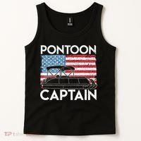 Patriotic Pontoon Captain Us American Flag Funny Boat Owner Tank Top thumb 2