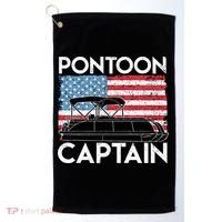 Patriotic Pontoon Captain Us American Flag Funny Boat Owner Golf Towel thumb 0