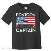 Patriotic Pontoon Captain Us American Flag Funny Boat Owner Toddler T-Shirt thumb 0