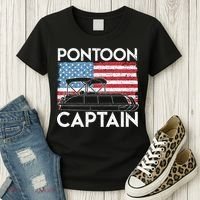 Patriotic Pontoon Captain Us American Flag Funny Boat Owner Women's T-Shirt thumb 3