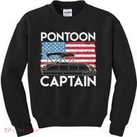 Patriotic Pontoon Captain Us American Flag Funny Boat Owner Kids Sweatshirt thumb 0
