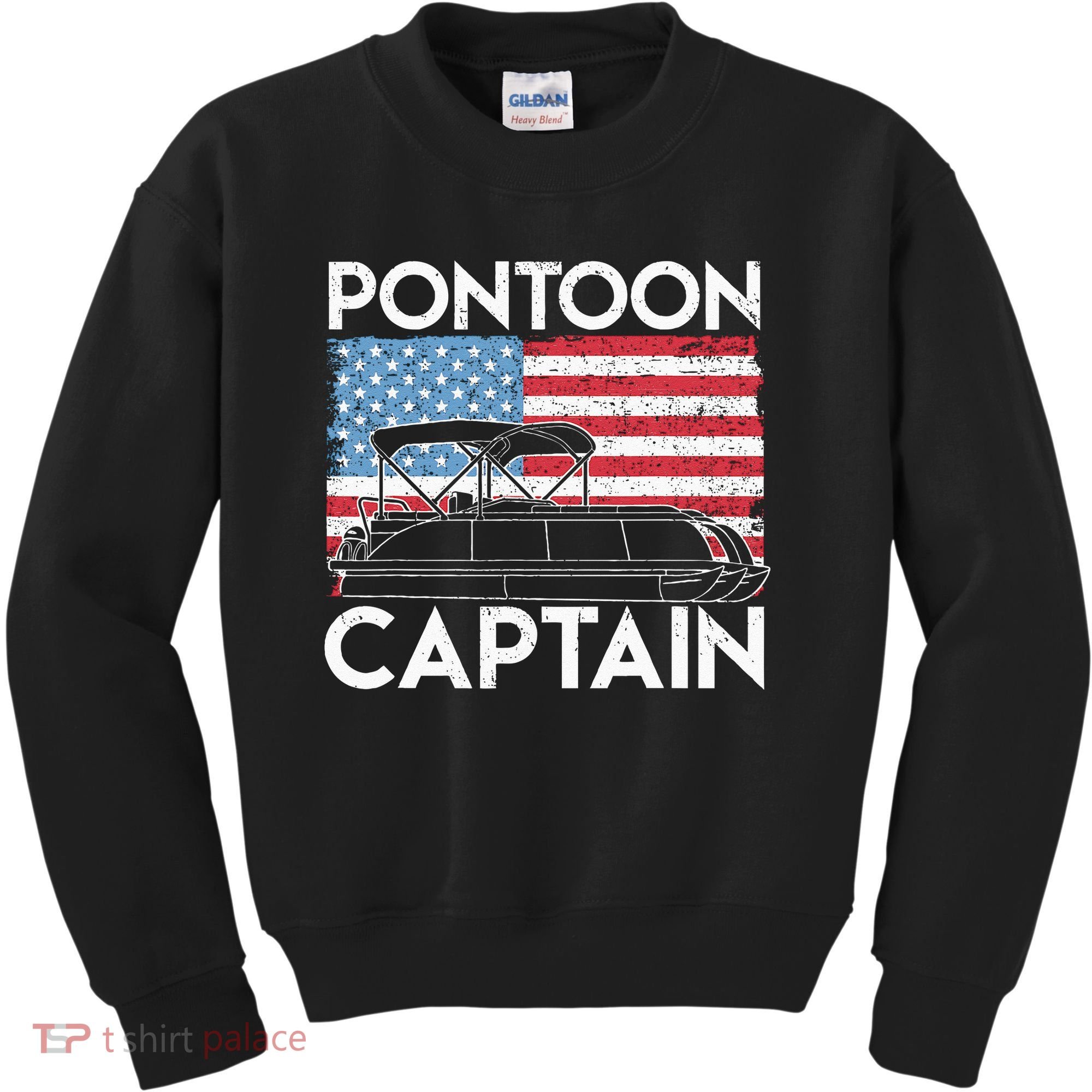 Patriotic Pontoon Captain Us American Flag Funny Boat Owner Kids Sweatshirt