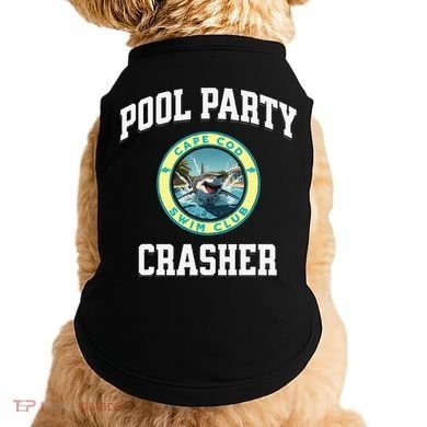 Pool Party Crasher Cape Cod Shark Theme Swimming Souvenir Doggie Tank