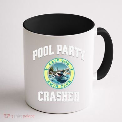 Pool Party Crasher Cape Cod Shark Theme Swimming Souvenir Coffee Mug back