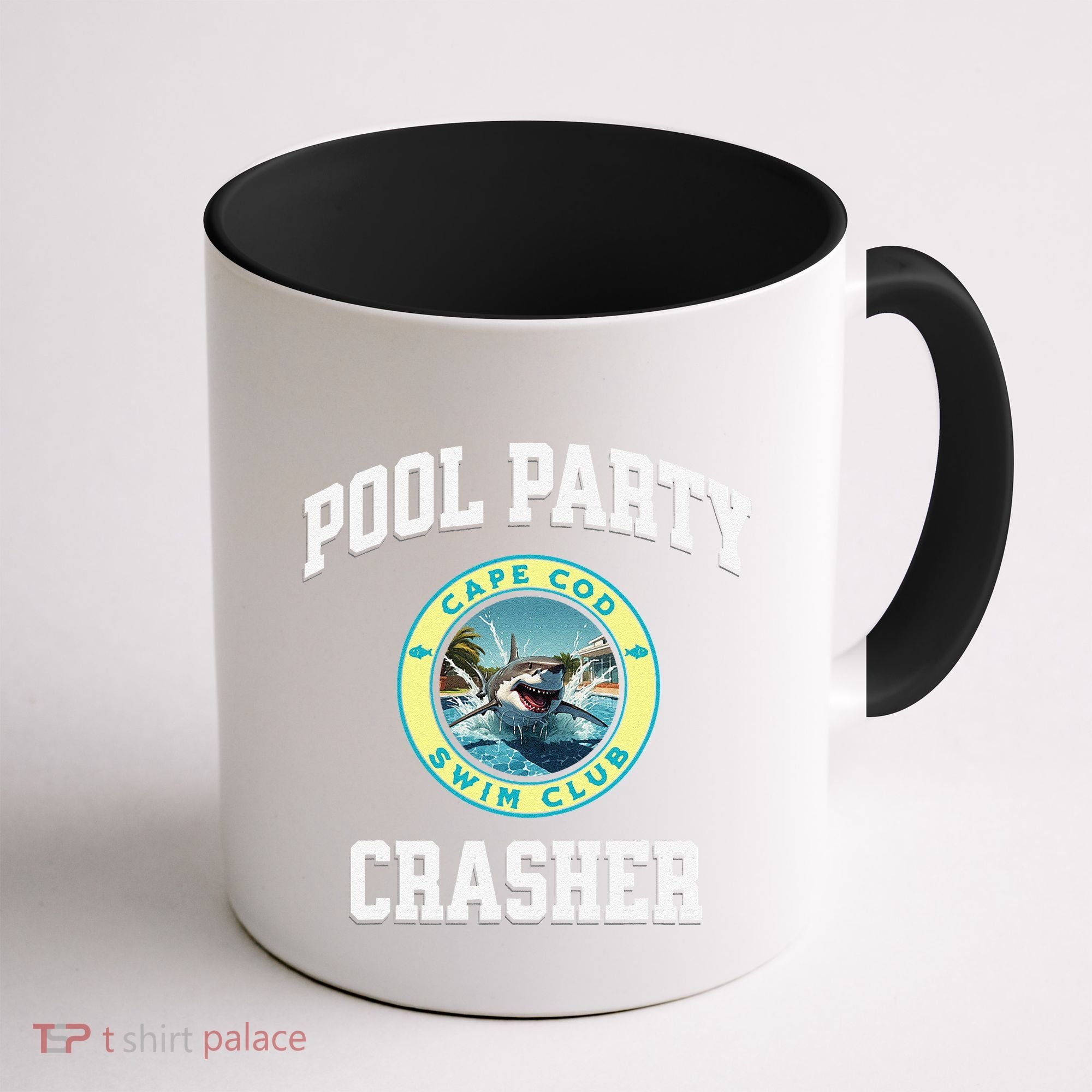 Pool Party Crasher Cape Cod Shark Theme Swimming Souvenir Coffee Mug