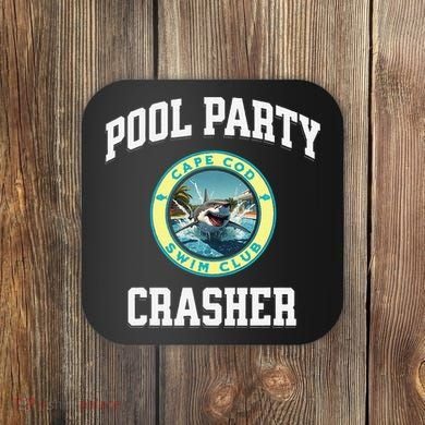 Pool Party Crasher Cape Cod Shark Theme Swimming Souvenir Coaster