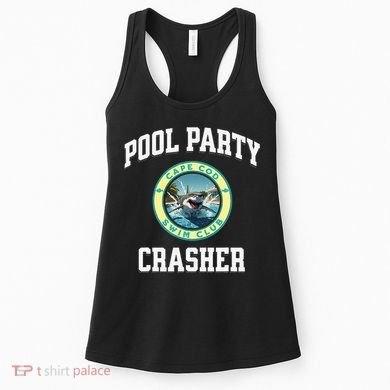 Pool Party Crasher Cape Cod Shark Theme Swimming Souvenir Women's Tank Top