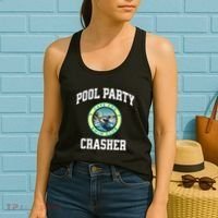 Pool Party Crasher Cape Cod Shark Theme Swimming Souvenir Women's Tank Top thumb 2