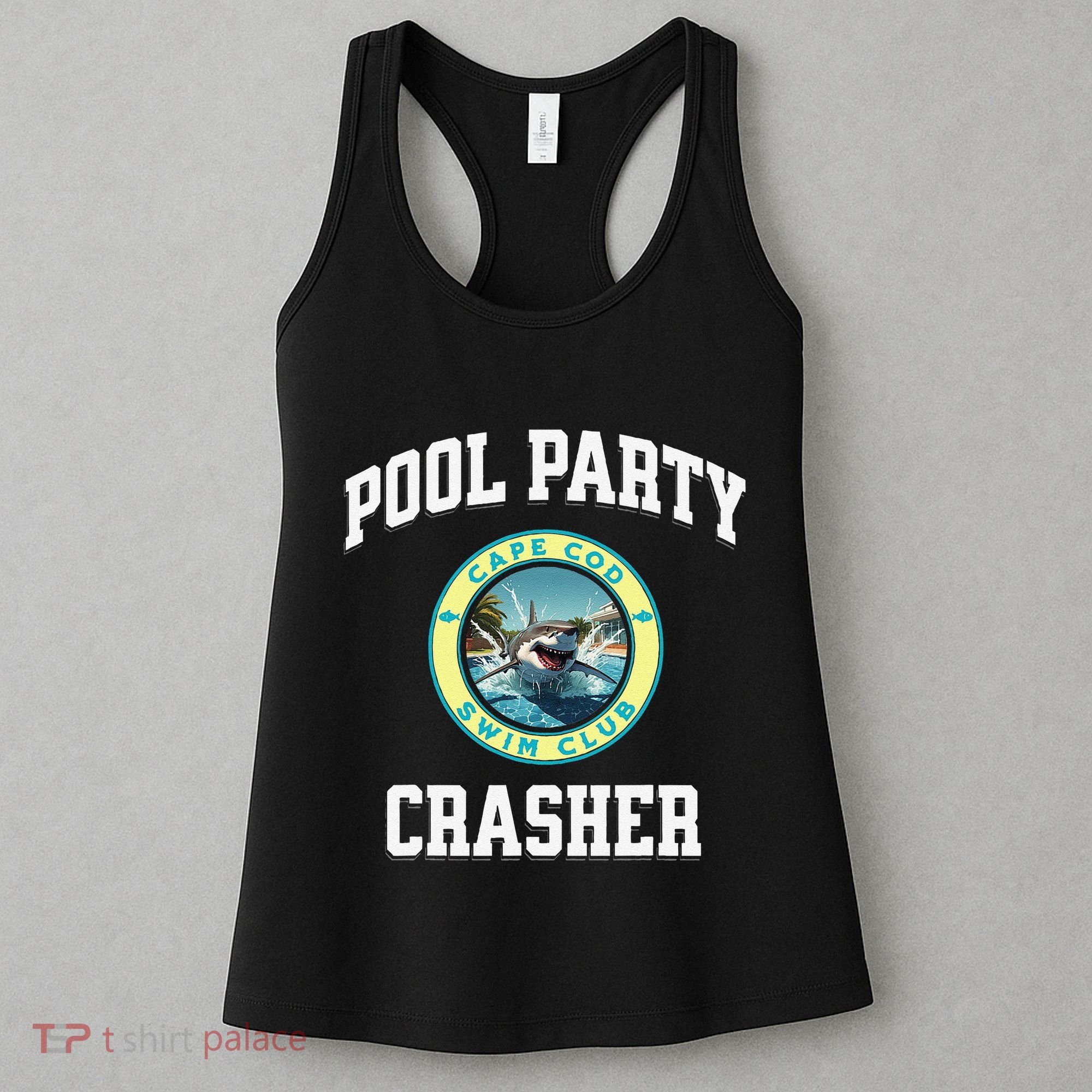 Pool Party Crasher Cape Cod Shark Theme Swimming Souvenir Women's Tank Top
