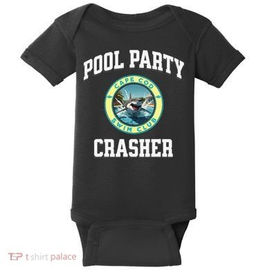 Pool Party Crasher Cape Cod Shark Theme Swimming Souvenir Baby Bodysuit