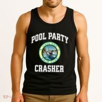 Pool Party Crasher Cape Cod Shark Theme Swimming Souvenir Tank Top thumb 3