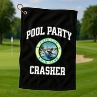 Pool Party Crasher Cape Cod Shark Theme Swimming Souvenir Golf Towel thumb 1