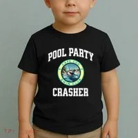 Pool Party Crasher Cape Cod Shark Theme Swimming Souvenir Toddler T-Shirt thumb 2