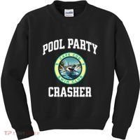 Pool Party Crasher Cape Cod Shark Theme Swimming Souvenir Kids Sweatshirt thumb 0