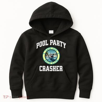 Pool Party Crasher Cape Cod Shark Theme Swimming Souvenir Kids Hoodie