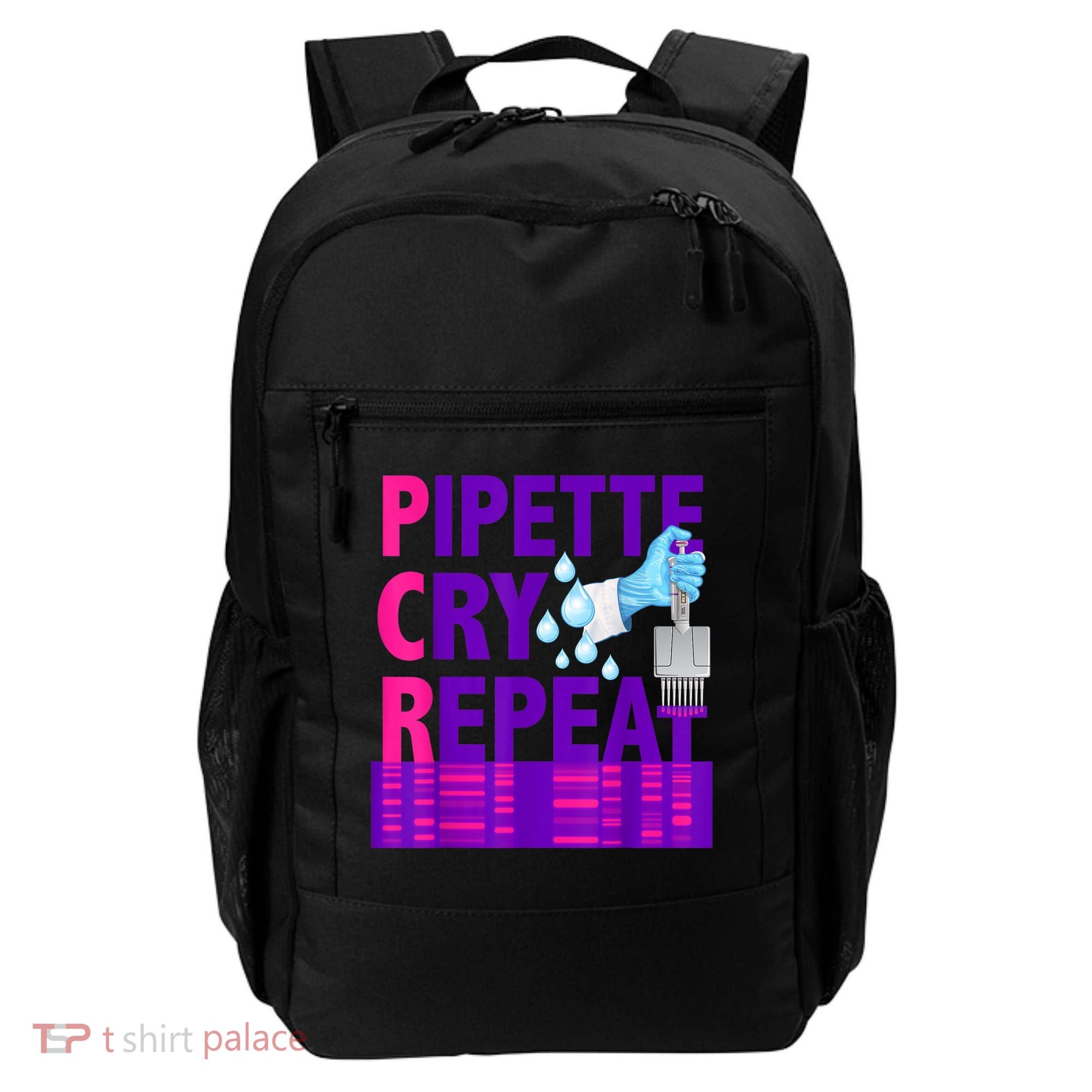 PCR Pipette Cry Repeat For DNA Lab Scientists Backpack