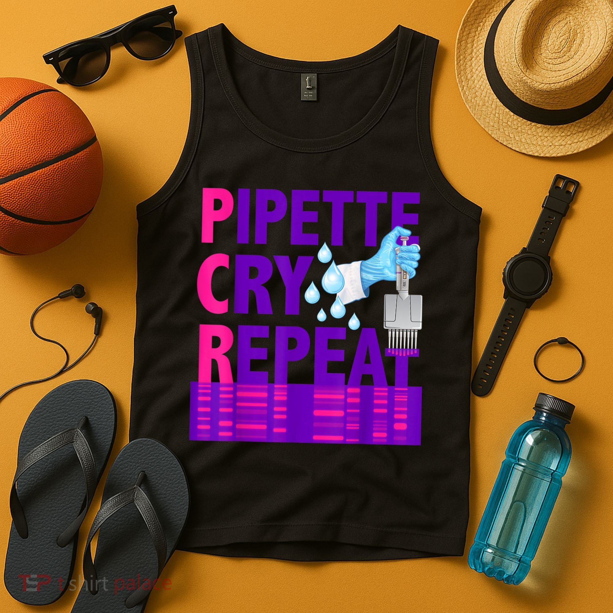 PCR Pipette Cry Repeat For DNA Lab Scientists Tank Top