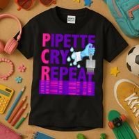 PCR Pipette Cry Repeat For DNA Lab Scientists Kids T-Shirt thumb 3