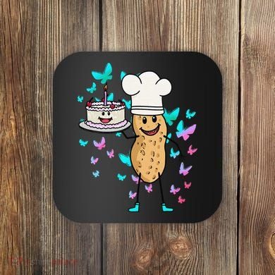 Peanut Peanuts Cream Cake Birthday Greetings Nut Coaster
