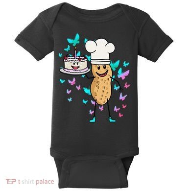Peanut Peanuts Cream Cake Birthday Greetings Nut Baby Bodysuit