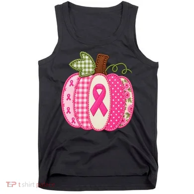 Patchwork Pumpkin Cancer Autumn Fall Halloween Tank Top