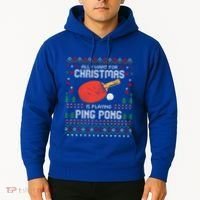 Ping Pong Christmas Table Tennis Player Ugly Xmas Gift Hoodie thumb 2