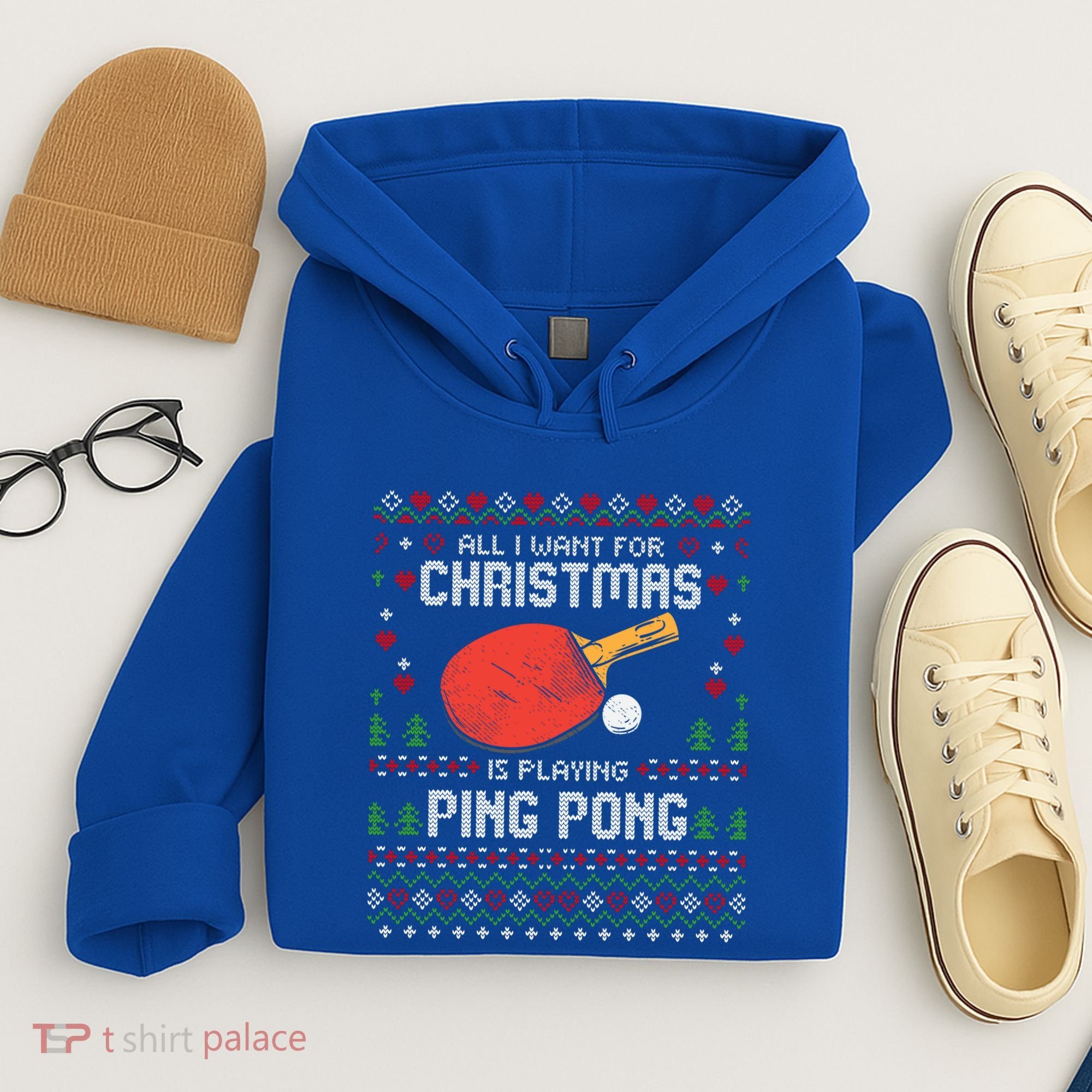 Ping Pong Christmas Table Tennis Player Ugly Xmas Gift Hoodie