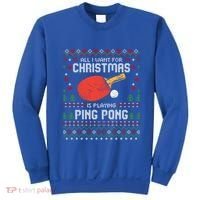 Ping Pong Christmas Table Tennis Player Ugly Xmas Gift Sweatshirt thumb 0