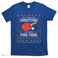 Ping Pong Christmas Table Tennis Player Ugly Xmas Gift T-Shirt thumb 0