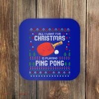 Ping Pong Christmas Table Tennis Player Ugly Xmas Gift Coaster thumb 0