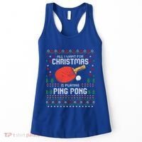 Ping Pong Christmas Table Tennis Player Ugly Xmas Gift Women's Tank Top thumb 0