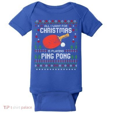 Ping Pong Christmas Table Tennis Player Ugly Xmas Gift Baby Bodysuit