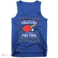 Ping Pong Christmas Table Tennis Player Ugly Xmas Gift Tank Top thumb 0